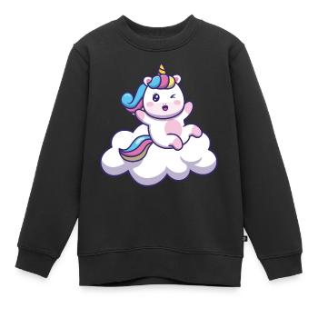 Einhorn auf Wolke 🦄 - Kinder Premium Organic Sweatshirt - Schwarz - Vorne - AI Model Kid Female (0cm)