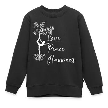 Love Peace Happiness - Kinder Premium Organic Sweatshirt - Schwarz - Vorne - AI Model Kid Female (0cm)