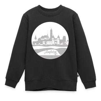amberg,skyline,grau,kreis,scherenschnitt - Kinder Premium Organic Sweatshirt - Schwarz - Vorne - AI Model Kid Female (0cm)