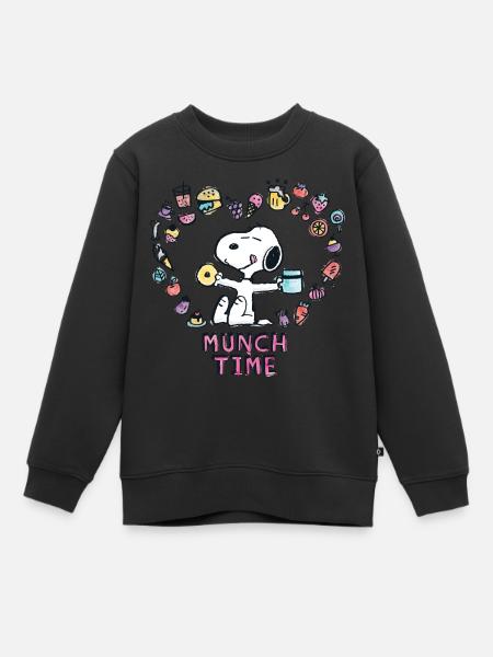 Peanuts Snoopy Munch Tijd Etenstijd - Premium børne sweatshirt økologisk - sort