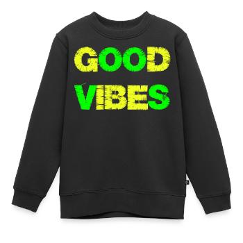 Good Vibe Filles Garçons Été Bonnes Vibrations - Sweat Premium enfant bio - noir - Devant - AI Model Kid Female (0cm)