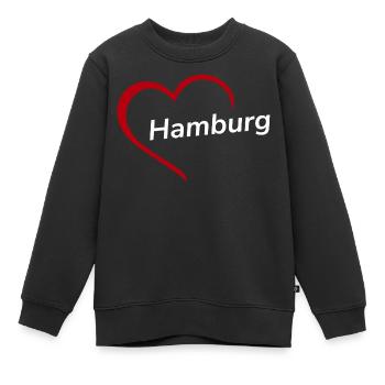 Hamburg mit Herz - Meine Stadt - I Love - Kinder Premium Organic Sweatshirt - Schwarz - Vorne - AI Model Kid Female (0cm)