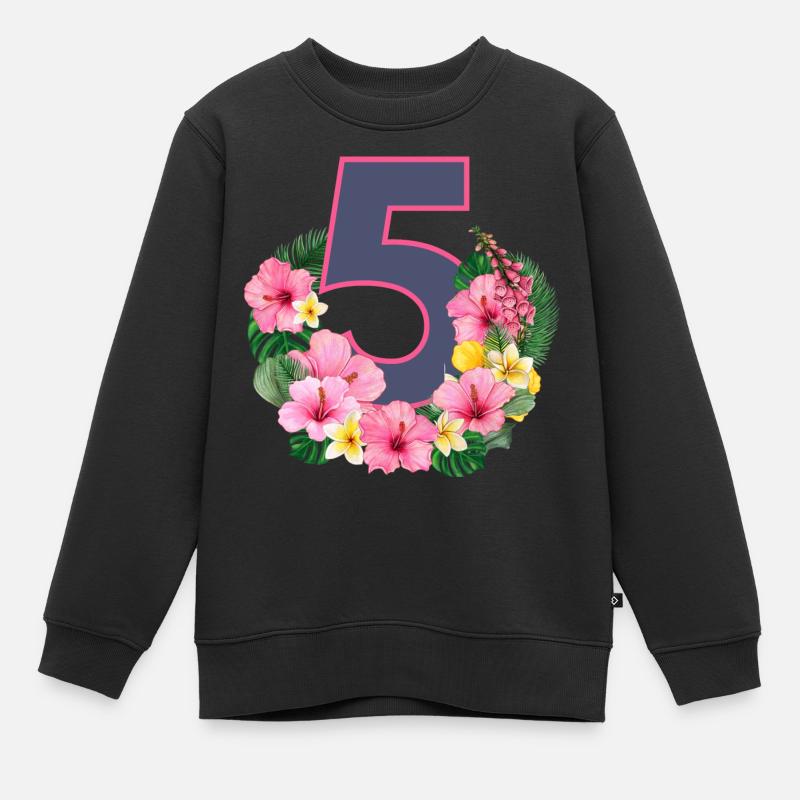 Anniversaire d’été filles 5 - Sweat Premium enfant bio - noir