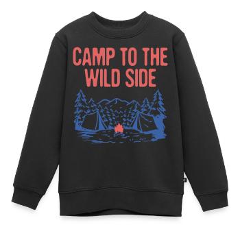 Campez au Wild Side Camping Forest Camper Woods - Sweat Premium enfant bio - noir - Devant - AI Model Kid Female (0cm)
