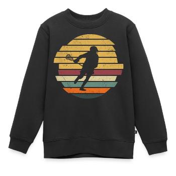 Lacrosse Retro Lacrossespieler LAX - Kinder Premium Organic Sweatshirt - Schwarz - Vorne - AI Model Kid Female (0cm)