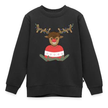Rentier Rudolf - Kinder Premium Organic Sweatshirt - Schwarz - Vorne - AI Model Kid Female (0cm)