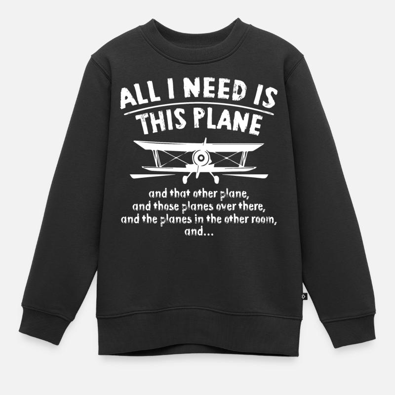 Avion - Sweat Premium enfant bio - noir