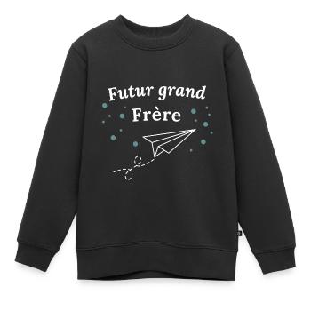 futur grand-frère - Sweat Premium enfant bio - noir - Devant - AI Model Kid Female (0cm)