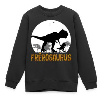 Frèrosaurus Cadeau Grand Frère Humour Dinosaure - Sweat Premium enfant bio - noir - Devant - AI Model Kid Female (0cm)