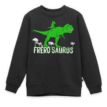 Frèro Saurus Humour Grand Frère Dinosaure - Sweat Premium enfant bio - noir - Devant - AI Model Kid Female (0cm)