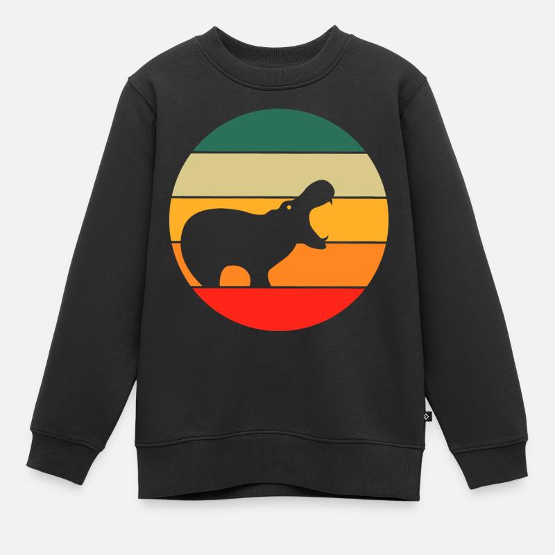 Hippopotame rétro hippopotame - Sweat Premium enfant bio - noir