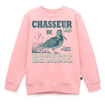 Chasseur de bécasse cadeau cool chasse chasser - Sweat Premium enfant bio - rose - Devant - AI Model Kid Female (0cm)