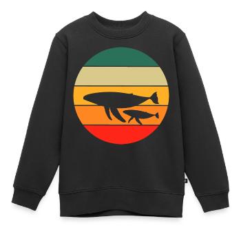 Rétro Épaulard Océan Animal Animal Mer Animal Cadeau Baleine - Sweat Premium enfant bio - noir - Devant - AI Model Kid Female (0cm)