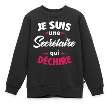 Je suis une secrétaire qui déchire - Sweat Premium enfant bio - noir - Devant - AI Model Kid Female (0cm)