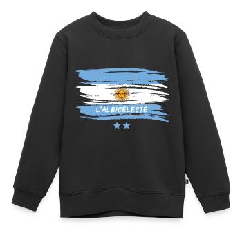 Équipe d'Argentine de football - Sweat Premium enfant bio - noir - Devant - AI Model Kid Female (0cm)