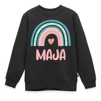 Maja Name Regenbogen Baby - Kinder Premium Organic Sweatshirt - Schwarz - Vorne - AI Model Kid Female (0cm)