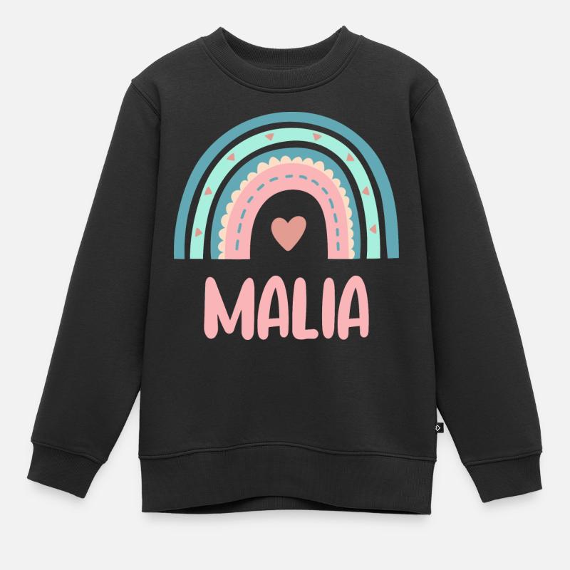 Malia Name Regenbogen Baby - Kinder Premium Organic Sweatshirt - Schwarz