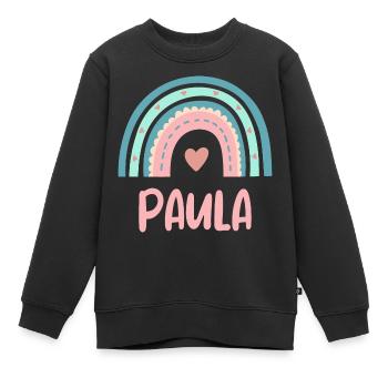 Paula Name Regenbogen Baby - Kinder Premium Organic Sweatshirt - Schwarz - Vorne - AI Model Kid Female (0cm)