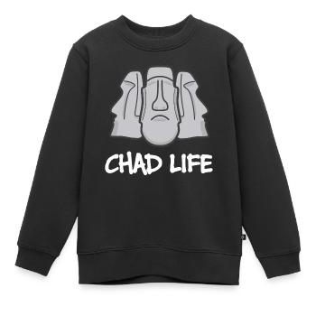 Chad Life : Giga Chad Moai Statue - Kids Premium Organic Sweatshirt - black - Front - AI Model Kid Female (0cm)