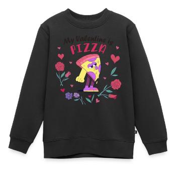 Mein Valentin ist Pizza - Kinder Premium Organic Sweatshirt - Schwarz - Vorne - AI Model Kid Female (0cm)