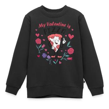 Mein Valentin ist Pizza - Kinder Premium Organic Sweatshirt - Schwarz - Vorne - AI Model Kid Female (0cm)