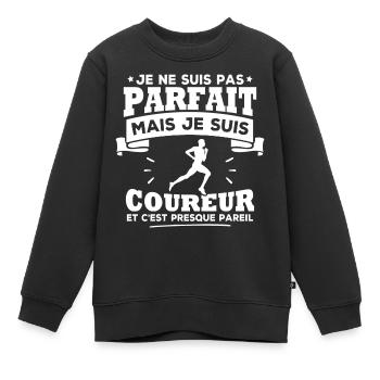 Pas parfait mais je suis coureur - Sweat Premium enfant bio - noir - Devant - AI Model Kid Female (0cm)