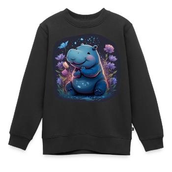 Süßes Nilpferd - Kinder Premium Organic Sweatshirt - Schwarz - Vorne - AI Model Kid Female (0cm)
