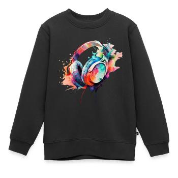 Dynamic Quad of Colorful Headphones - Kids Premium Organic Sweatshirt - black - Front - AI Model Kid Female (0cm)