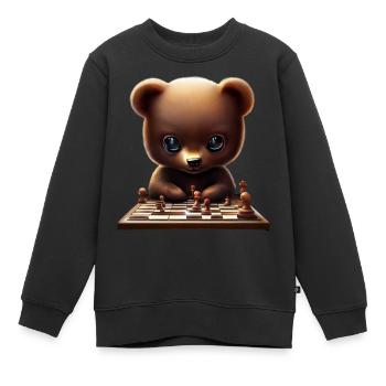 Bär beim Schachspiel - Kinder Premium Organic Sweatshirt - Schwarz - Vorne - AI Model Kid Female (0cm)