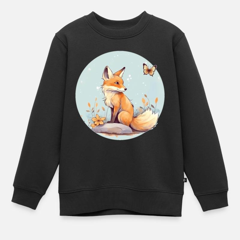 Renard mignon - Sweat Premium enfant bio - noir