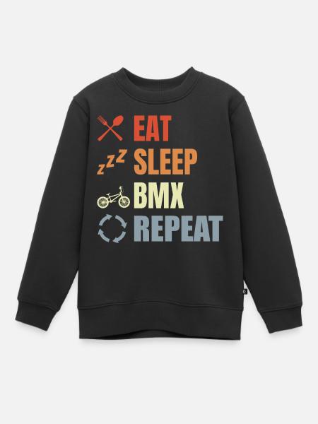 Eet Slaap BMX Repeat - Kinder Premium sweater biologisch - zwart
