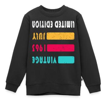 Juillet 1963 Anniversaire Juillet 1963 Juillet - Sweat Premium enfant bio - noir - Devant - AI Model Kid Female (0cm)