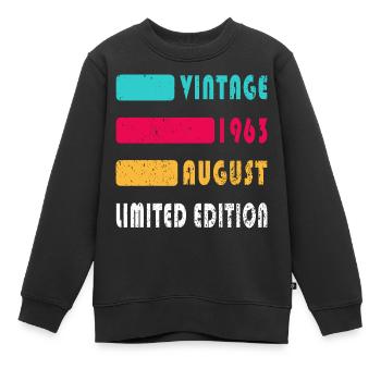 Août 1963 Anniversaire Août 1963 Août - Sweat Premium enfant bio - noir - Devant - AI Model Kid Female (0cm)