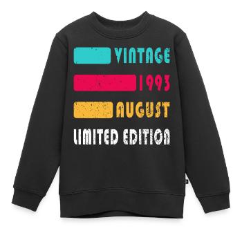 August 1993 Jahrestag August 1993 August - Kinder Premium Organic Sweatshirt - Schwarz - Vorne - AI Model Kid Female (0cm)