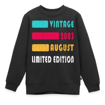 August 2003 Jahrestag August 2003 August - Kinder Premium Organic Sweatshirt - Schwarz - Vorne - AI Model Kid Female (0cm)