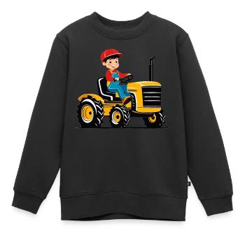 Junge fährt Traktor - Kinder Premium Organic Sweatshirt - Schwarz - Vorne - AI Model Kid Female (0cm)