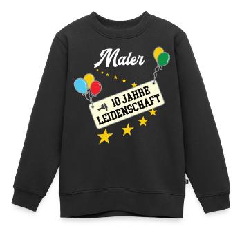 Maler 10 jähriges Jubiläum Malerbetrieb 10 Jahre - Kinder Premium Organic Sweatshirt - Schwarz - Vorne - AI Model Kid Female (0cm)