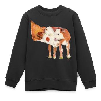 Kuh mit Kalb - Kinder Premium Organic Sweatshirt - Schwarz - Vorne - AI Model Kid Female (0cm)
