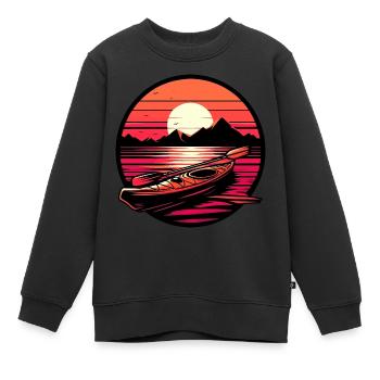 Kajak Sunset Mountains - Kinder Premium Organic Sweatshirt - Schwarz - Vorne - AI Model Kid Female (0cm)