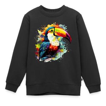 bunter Tukan - Kinder Premium Organic Sweatshirt - Schwarz - Vorne - AI Model Kid Female (0cm)