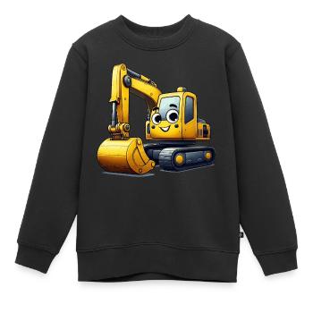 Excavator with face for children - Kids Premium Organic Sweatshirt - black - Front - AI Model Kid Female (0cm)