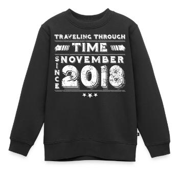 Vintage Voyage dans le Temps Anniversaire Design Novembre 2018 - Sweat Premium enfant bio - noir - Devant - AI Model Kid Female (0cm)