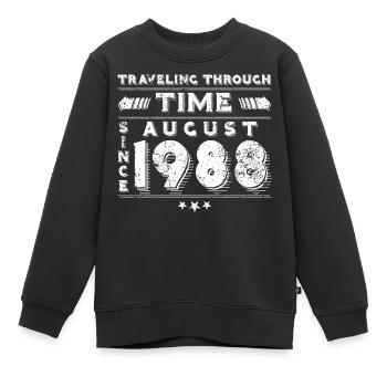 Vintage Voyage dans le Temps Anniversaire Design Août 1988 - Sweat Premium enfant bio - noir - Devant - AI Model Kid Female (0cm)