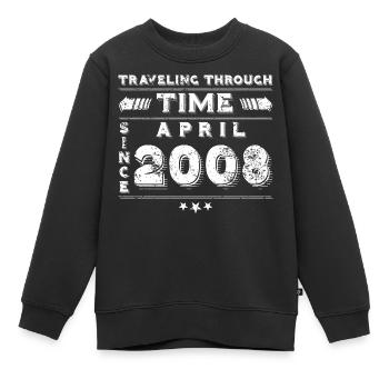 Vintage Voyage dans le Temps Anniversaire Design Avril 2008 - Sweat Premium enfant bio - noir - Devant - AI Model Kid Female (0cm)