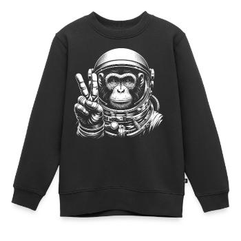 Monkey Astronaut Peace - Kids Premium Organic Sweatshirt - black - Front - AI Model Kid Female (0cm)