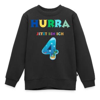 Jetzt bin ich 4 Kollektion, unisex, zum Geburtstag - Kinder Premium Organic Sweatshirt - Schwarz - Vorne - AI Model Kid Female (0cm)
