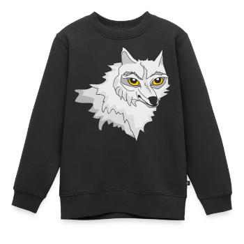 Loup blanc - Sweat Premium enfant bio - noir - Devant - AI Model Kid Female (0cm)