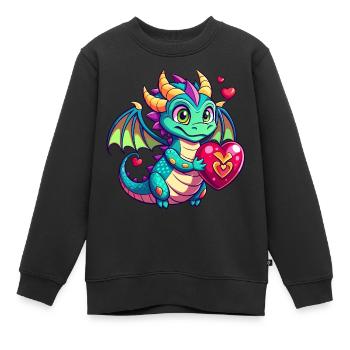 Farbenfroher Drache - Kinder Premium Organic Sweatshirt - Schwarz - Vorne - AI Model Kid Female (0cm)