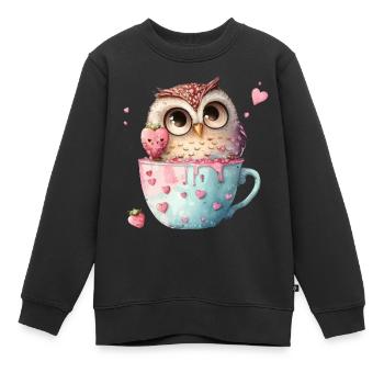 Hiboux hiboux - Sweat Premium enfant bio - noir - Devant - AI Model Kid Female (0cm)