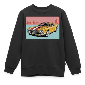 Muscle car rétro 2 - Sweat Premium enfant bio - noir - Devant - AI Model Kid Female (0cm)
